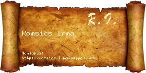 Romsics Irma névjegykártya